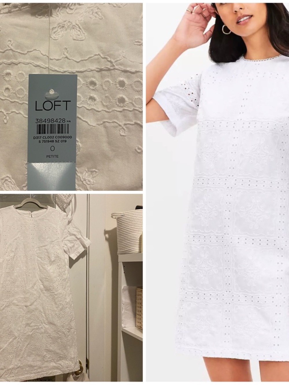 LOFT White Eyelet Mini Shift Dress